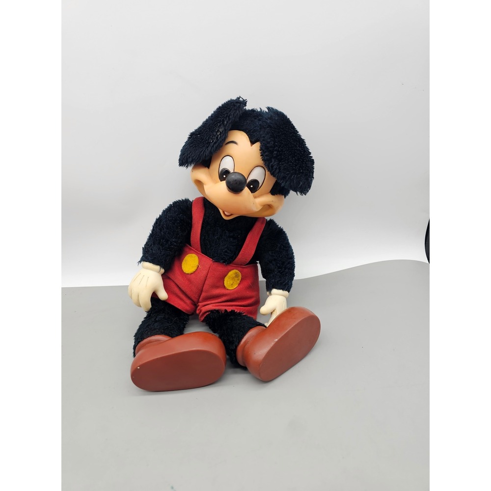 Vintage Mickey Mouse Plush Doll Rubber Face Winking 15 Inch Disney Collectible
